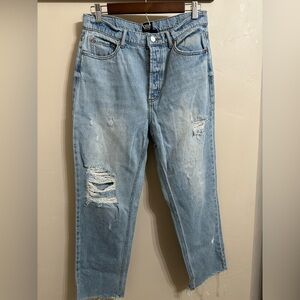 Urban Outfitters BDG Slim Straight Light Blue Distressed Cropped Jeans